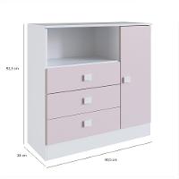 Cômoda Infantil 3 Gavetas 1 Porta Sofia Percasa - 3