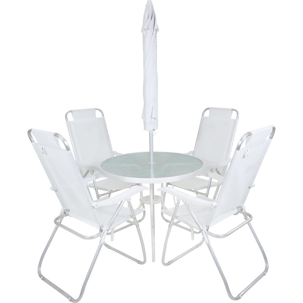 Conjunto para Jardim Mesa com Tampo de Vidro e 4 Cadeiras e Ombrellone Noronha Bel - 8