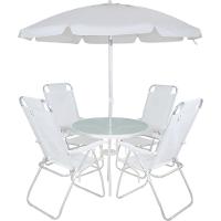 Conjunto para Jardim Mesa com Tampo de Vidro e 4 Cadeiras e Ombrellone Noronha Bel - 2