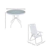 Conjunto para Jardim Mesa com Tampo de Vidro e 4 Cadeiras e Ombrellone Noronha Bel