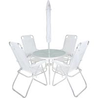 Conjunto para Jardim Mesa com Tampo de Vidro e 4 Cadeiras e Ombrellone Noronha Bel - 8