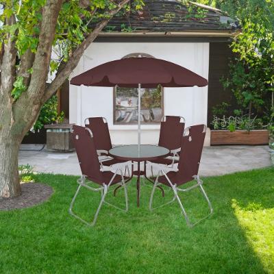 Conjunto para Jardim Mesa com Tampo de Vidro e 4 Cadeiras e Ombrellone Noronha Bel