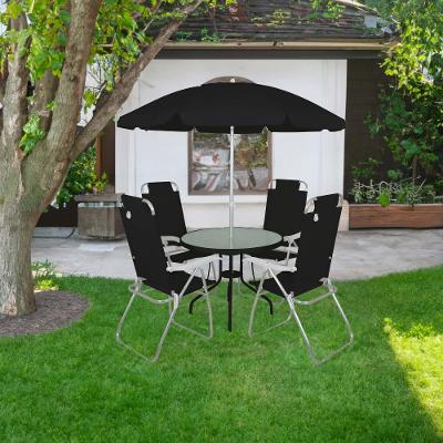 Conjunto para Jardim Mesa com Tampo de Vidro e 4 Cadeiras e Ombrellone Noronha Bel