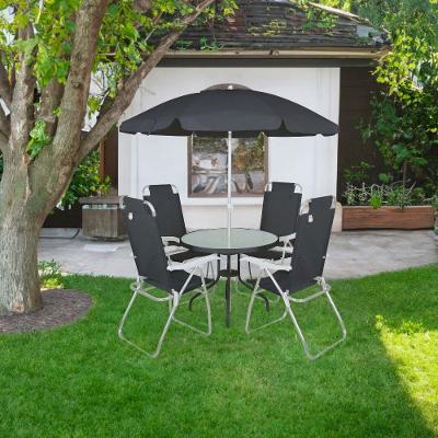 Conjunto para Jardim Mesa com Tampo de Vidro e 4 Cadeiras e Ombrellone Noronha Bel