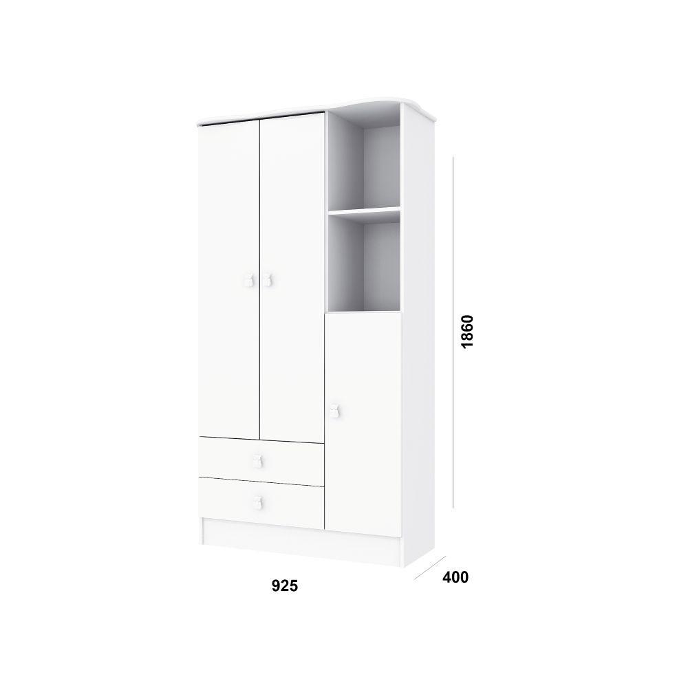 Guarda Roupa Infantil 3 Portas 2 Gavetas Tedy Percasa - 3