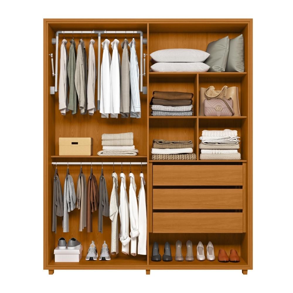 Guarda Roupa Casal com Espelho 4 Portas e Pés Em MDF Greco Madetec - 3