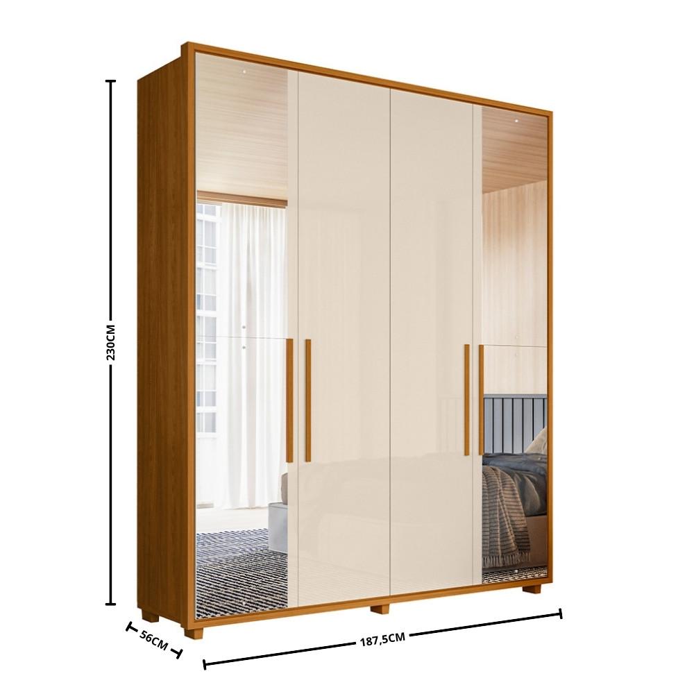 Guarda Roupa Casal com Espelho 4 Portas e Pés Em MDF Greco Madetec - 4