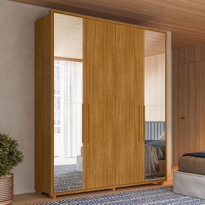 Guarda Roupa Casal com Espelho 4 Portas e Pés Em MDF Greco Madetec