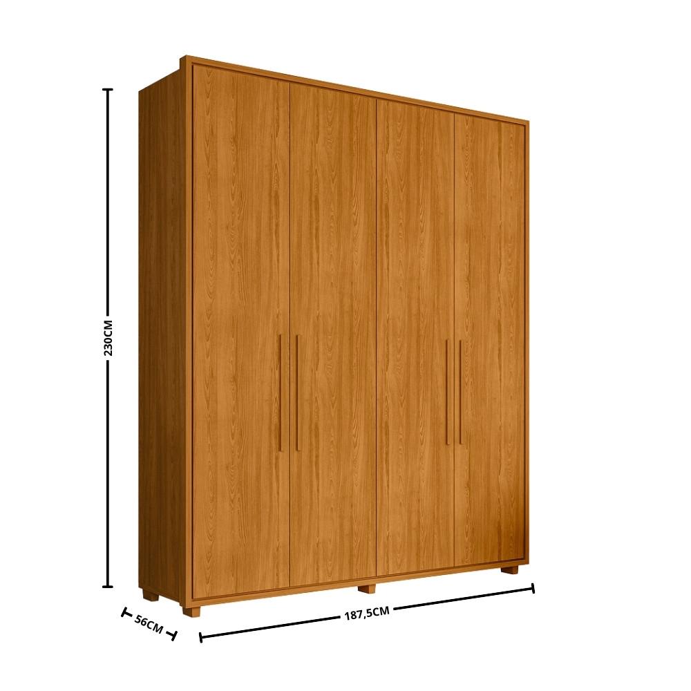 Guarda Roupa Casal 4 Portas com Pés Em MDF Greco Madetec - 4