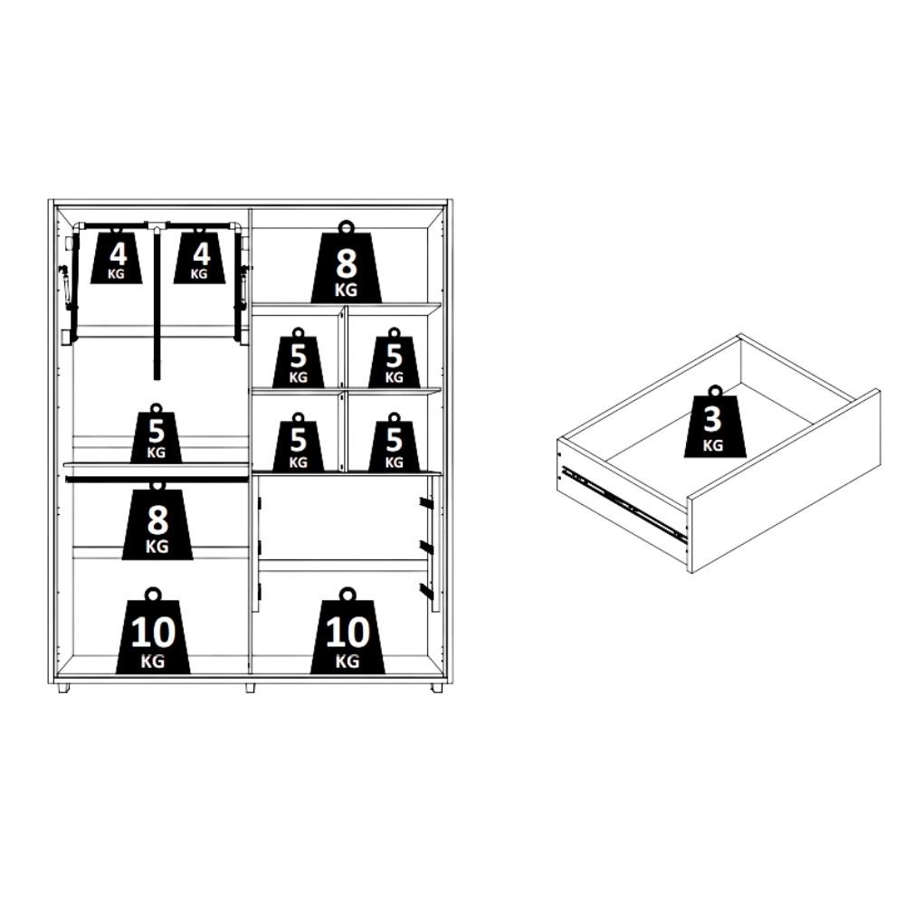 Guarda Roupa Casal 4 Portas com Pés Em MDF Greco Madetec - 5