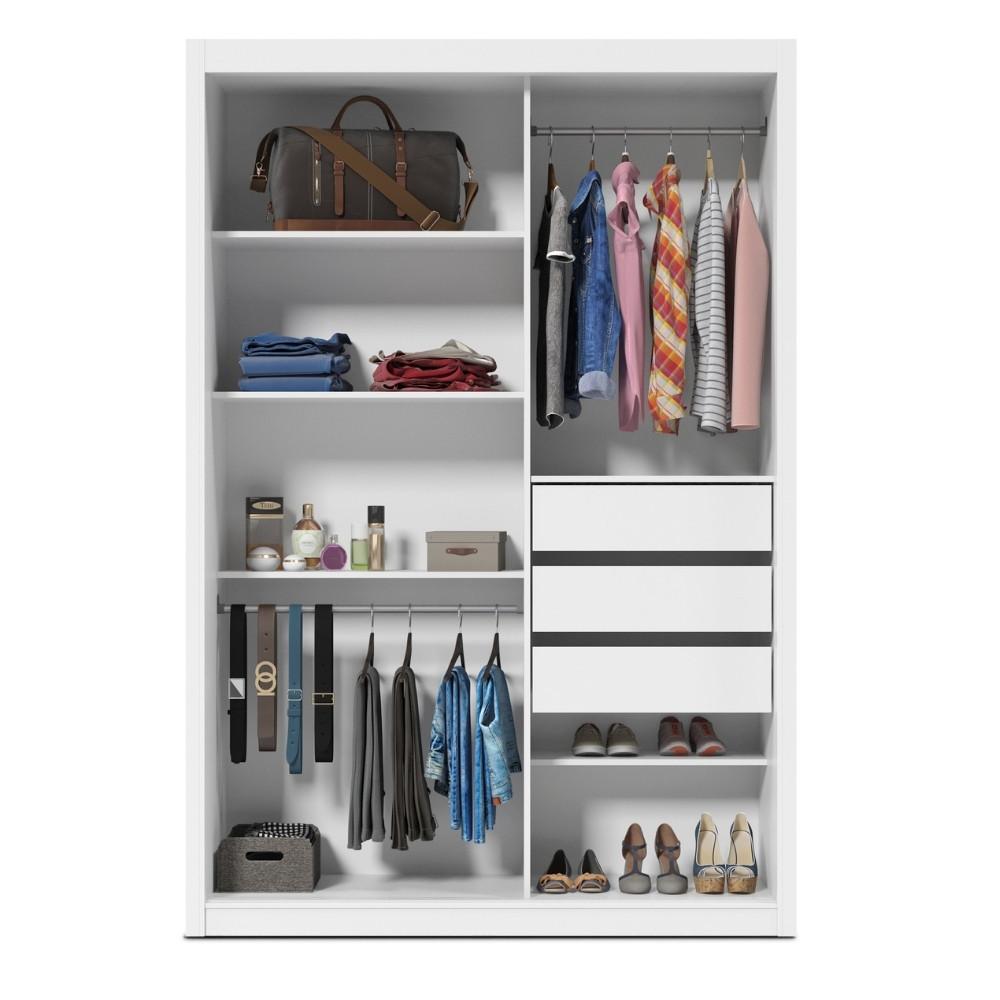 Guarda Roupa Solteiro com Espelho 2 Portas de Correr Em MDF Royale Gelius - 3