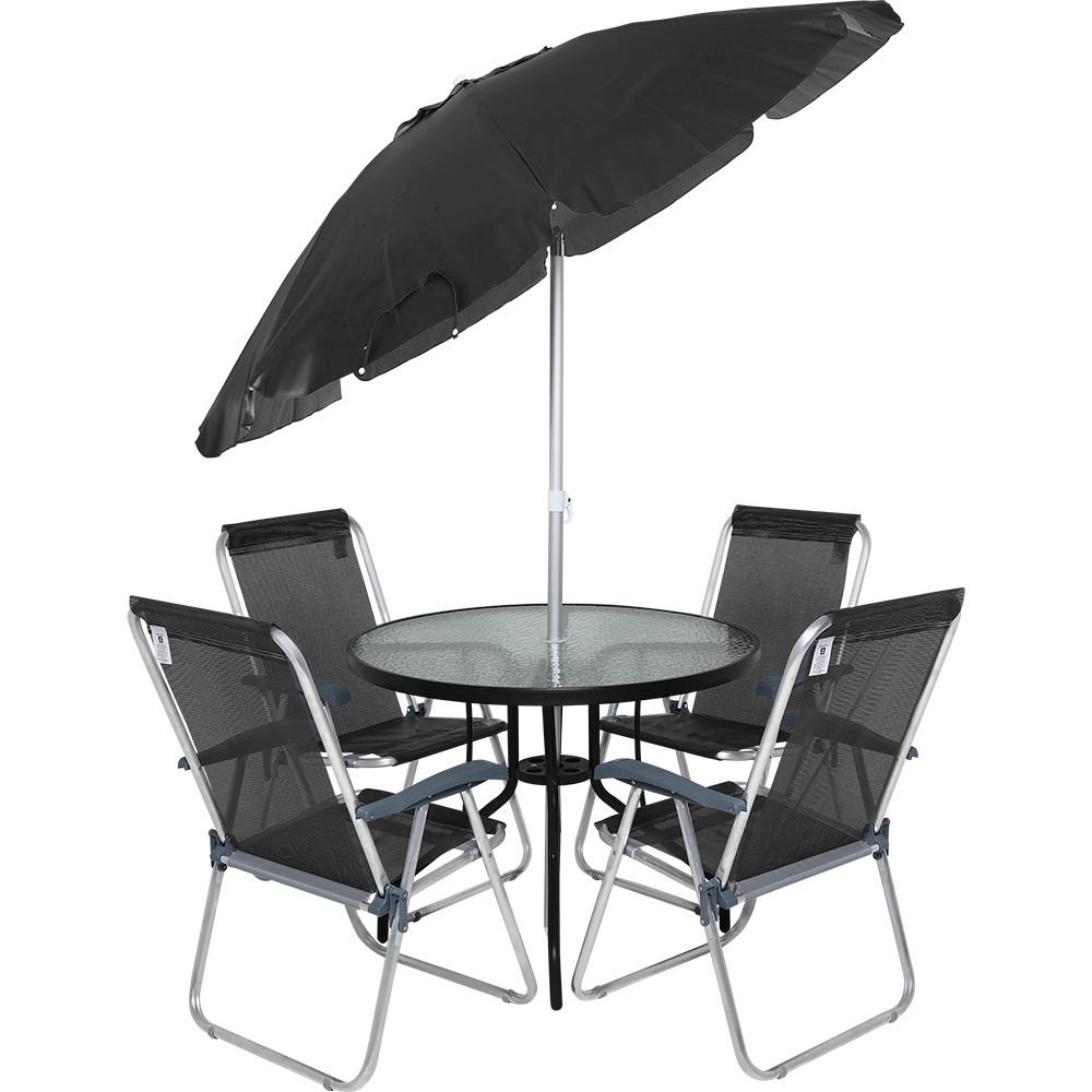 Conjunto para Jardim Mesa com Tampo de Vidro e 4 Cadeiras e Ombrellone Trancoso Bel - 2