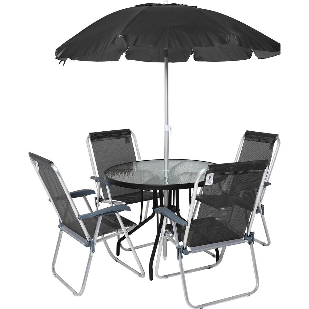 Conjunto para Jardim Mesa com Tampo de Vidro e 4 Cadeiras e Ombrellone Trancoso Bel - 6