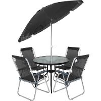 Conjunto para Jardim Mesa com Tampo de Vidro e 4 Cadeiras e Ombrellone Trancoso Bel - 2