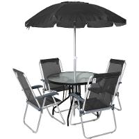 Conjunto para Jardim Mesa com Tampo de Vidro e 4 Cadeiras e Ombrellone Trancoso Bel - 6