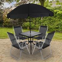 Conjunto para Jardim Mesa com Tampo de Vidro e 4 Cadeiras e Ombrellone Petrópolis Bel - 1