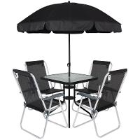Conjunto para Jardim Mesa com Tampo de Vidro e 4 Cadeiras e Ombrellone Petrópolis Bel - 2