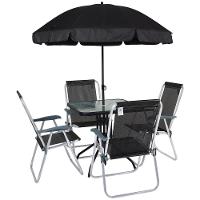Conjunto para Jardim Mesa com Tampo de Vidro e 4 Cadeiras e Ombrellone Petrópolis Bel - 6
