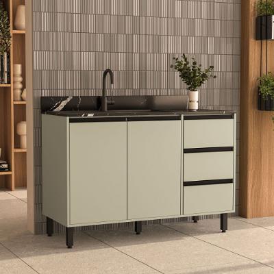 Balcão de Pia 2 Portas 3 Gavetas sem Tampo Koya Politorno Móveis