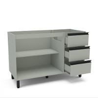 Balcão de Pia 2 Portas 3 Gavetas sem Tampo Koya Politorno Móveis - 5