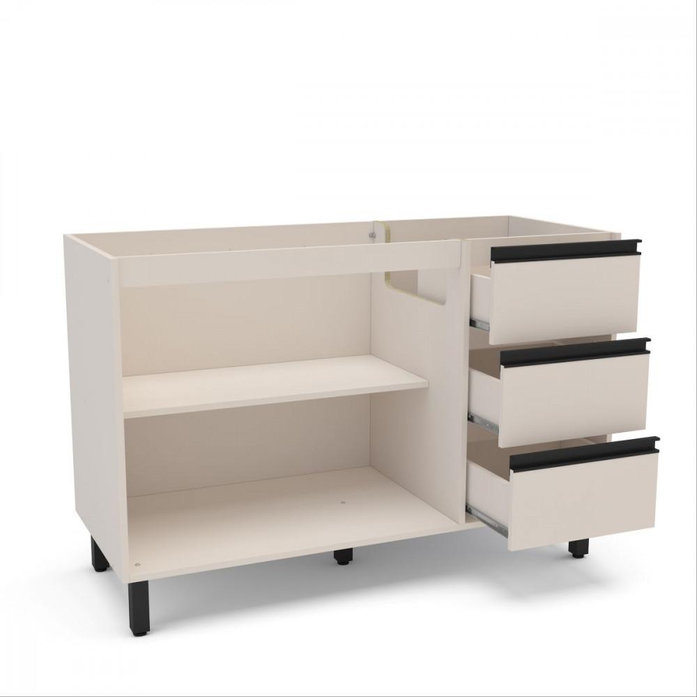 Balcão de Pia 2 Portas 3 Gavetas sem Tampo Koya Politorno Móveis - 3