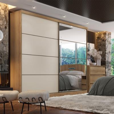 Guarda Roupa Casal com Espelho 2 Portas de Correr em MDF Málaga GlassTHB