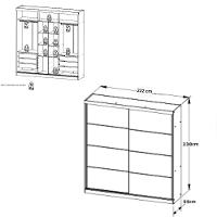 Guarda Roupa Casal com Espelho 2 Portas de Correr em MDF Málaga GlassTHB - 4
