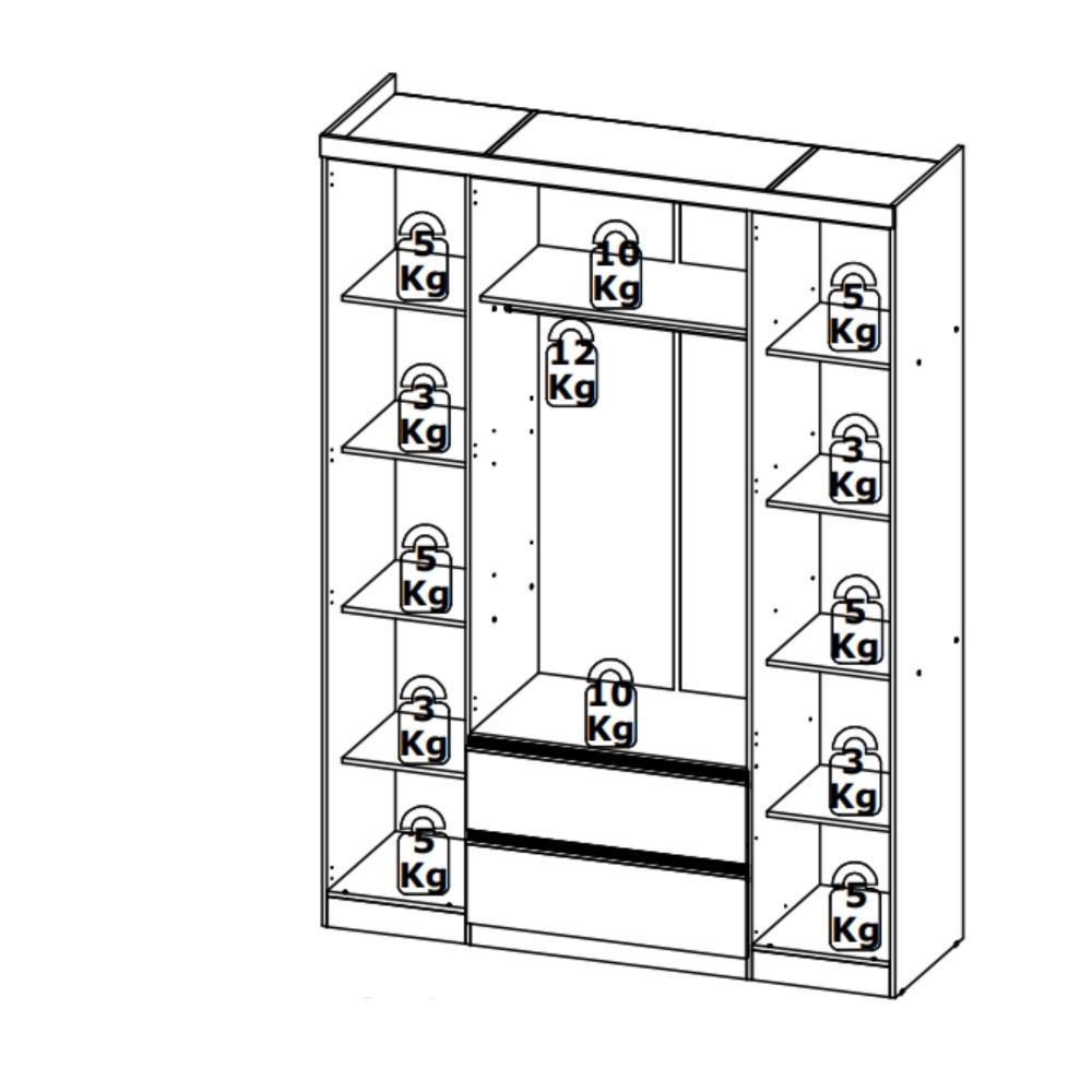 Guarda Roupa Solteiro com Espelho 4 Portas 2 Gavetas em MDF Nobre THB - 3