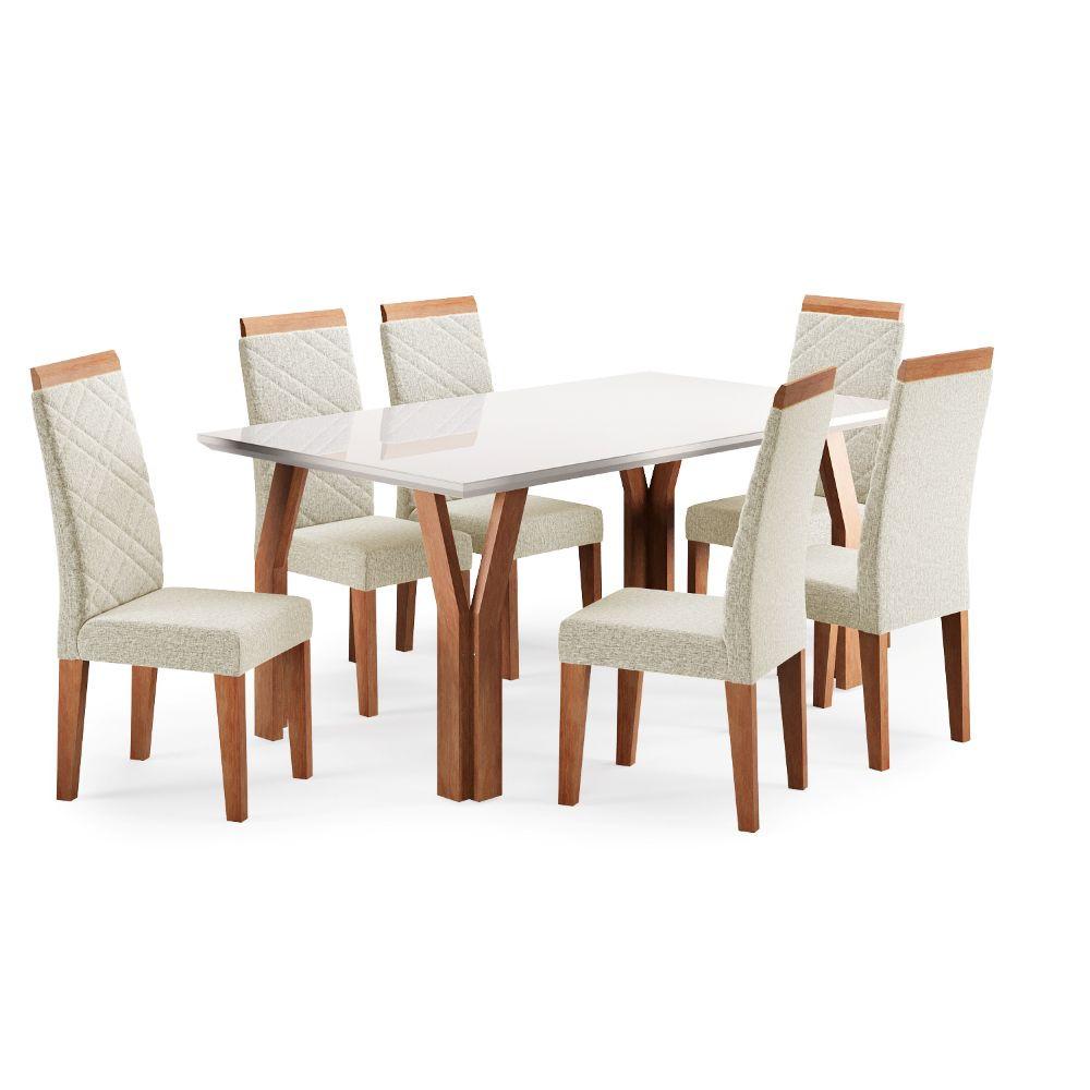Conjunto Sala de Jantar Mesa 154cm Atlas Tampo com Vidro com 6 Cadeiras Atlas Madetal - 2
