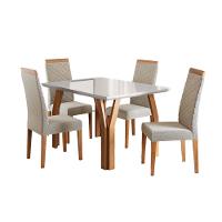 Conjunto Sala de Jantar Mesa Atlas 120cm Tampo Vidro com 4 Cadeiras Atlas Madetal - 2