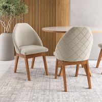 Conjunto Sala de Jantar Mesa Mônaco 137cm 6 Poltronas Grecia Madetal