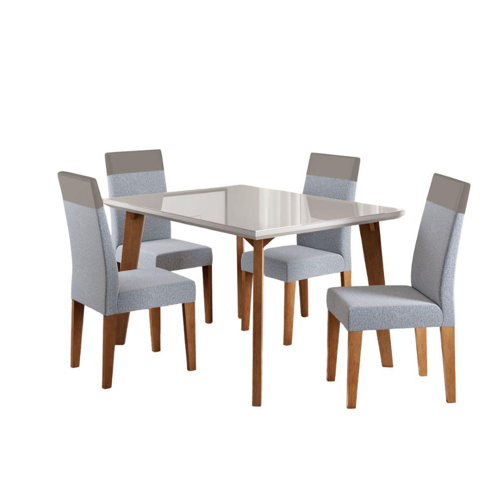 Conjunto Sala de Jantar Mesa 120cm Tampo com Vidro Dubai 4 Cadeiras Paris Madetal - 2