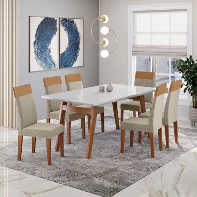 Conjunto Sala de Jantar Mesa Onix 154cm e 6 Cadeiras Paris Madetal