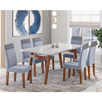 Conjunto Sala de Jantar Mesa Onix 154cm e 6 Cadeiras Paris Madetal