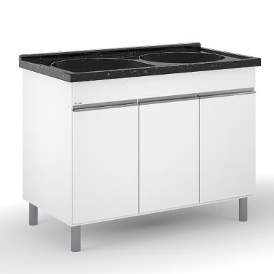 Balcão para Lavanderia 3 Portas 106cm com Tanque Duplo Amélia AJ Rorato