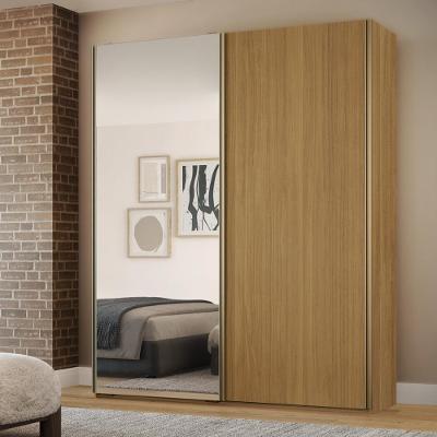 Guarda Roupa Solteiro com Espelho 2 Portas de Correr 100 MDF Raffinato Belmax