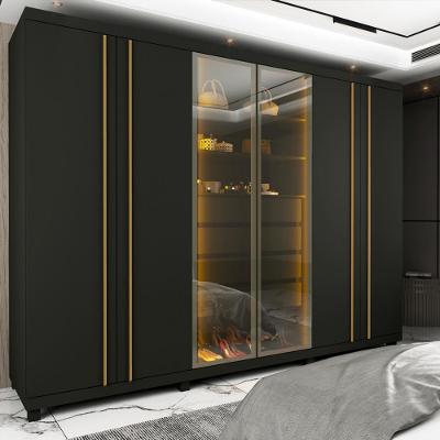 Guarda Roupa Casal LED com Vidro Reflecta 6 Portas 100 MDF Absolut Gelius