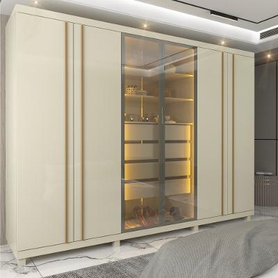 Guarda Roupa Casal LED com Vidro Reflecta 6 Portas 100 MDF Absolut Gelius