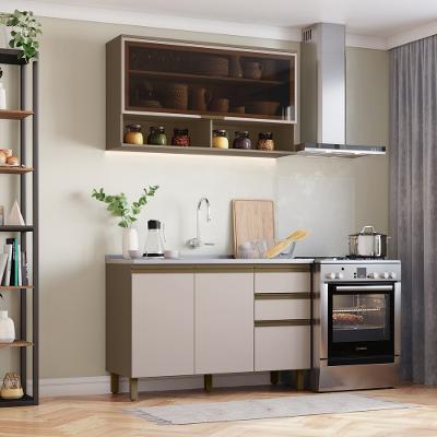 Cozinha Modulada com Vidro Reflecta 2 Peças sem Pia em MDF