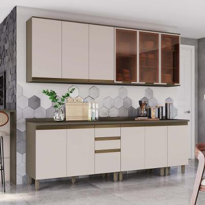 Cozinha Modulada com Vidro Reflecta 4 Peças com Tampo em MDF Connect Henn