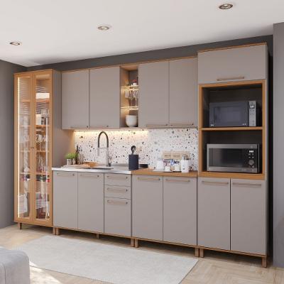 Cozinha Modulada 6 Peças com LED e Vidro sem Pia