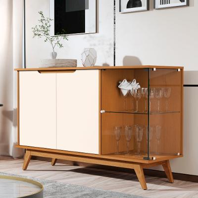 Aparador Buffet com Vidro 3 Portas e Pés Em MDF JB Móveis