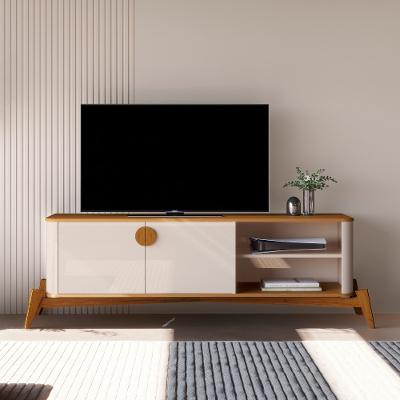 Rack para TV até 60 Polegadas 2 Portas com Pés de Madeira Em MDF Buriti JB Móveis