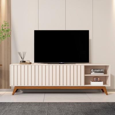 Rack Ripado para TV até 75 Polegadas 3 Portas com Pés Em MDF Açaí 1,8 JB Móveis