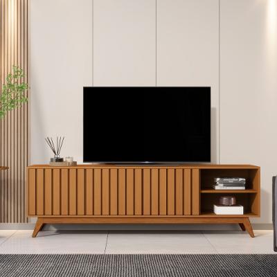 Rack Ripado para TV até 75 Polegadas 3 Portas com Pés Em MDF Açaí 1,8 JB Móveis