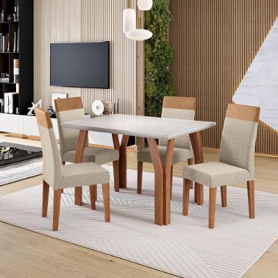 Conjunto Sala de Jantar Mesa 120cm com Tampo de Vidro Atlas com 4 Cadeiras Paris Madetal