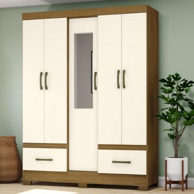 Guarda Roupa Casal com Espelho 5 Portas 2 Gavetas com Pés B60 Briz