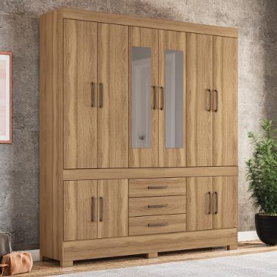 Guarda Roupa Casal com Espelho e Pés 10 Portas 3 Gavetas New Murano Demóbile