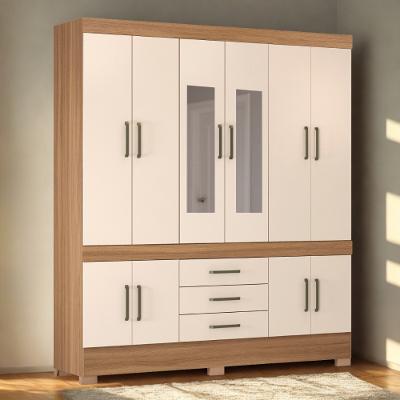 Guarda Roupa Casal com Espelho e Pés 10 Portas 3 Gavetas New Murano Demóbile