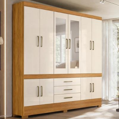 Guarda Roupa Casal com Espelho e Pés 10 Portas 3 Gavetas New Murano Demóbile